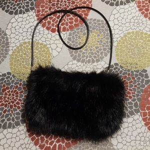 Black fur purse